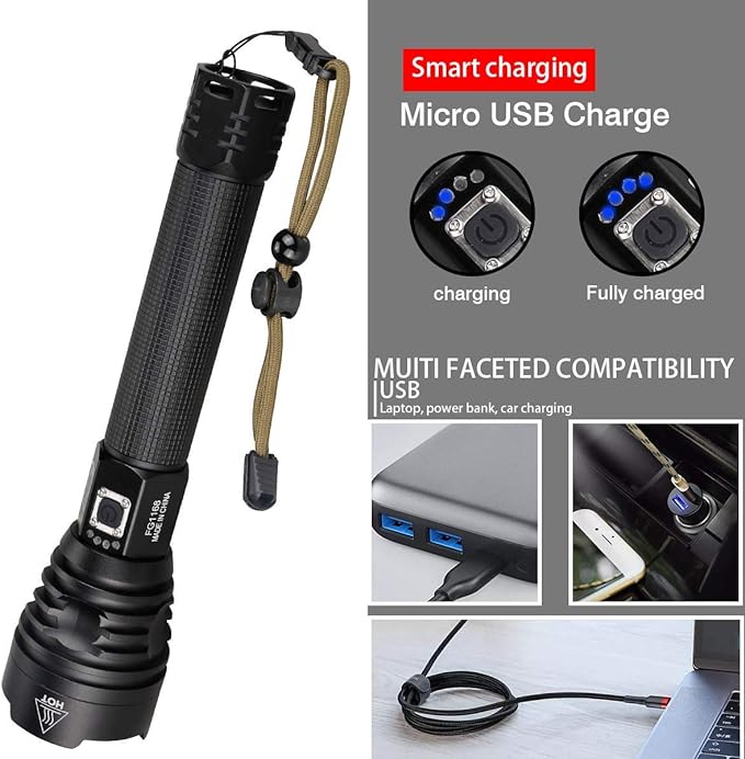 P90 LED Flashlight Rechargeable – كشاف LED P90 قابل لإعادة الشحن
